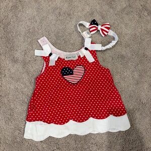 Fourth of July shirt with matching bow